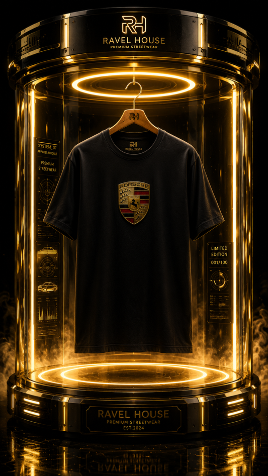 Porsche 911 Graphic Tee — Vintage Shield Front & 911 Race Car Back